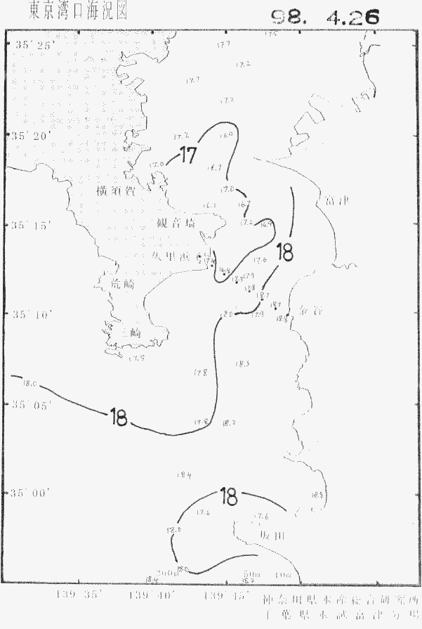 海況図, 東京湾口海況図 検索結果, (水温分布 等を図示)