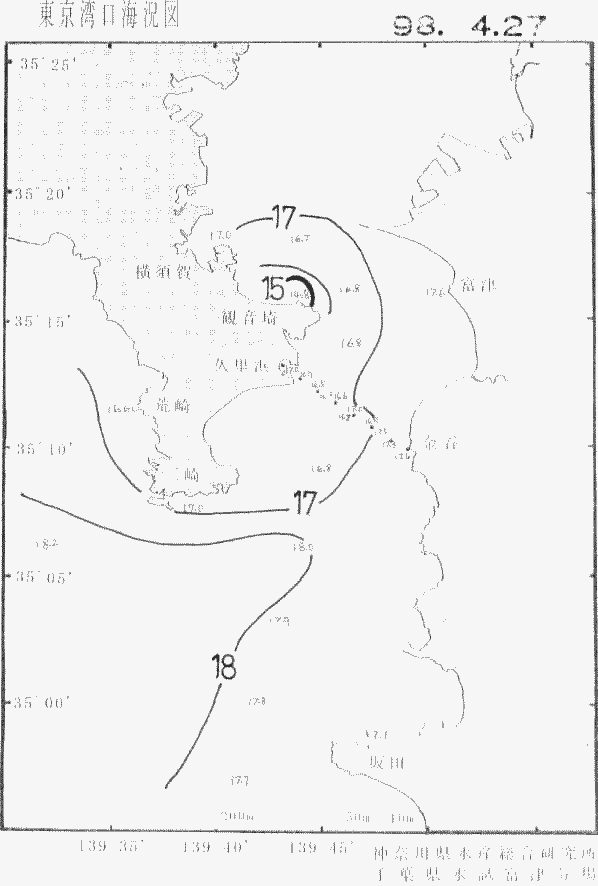 海況図, 東京湾口海況図 検索結果, (水温分布 等を図示)