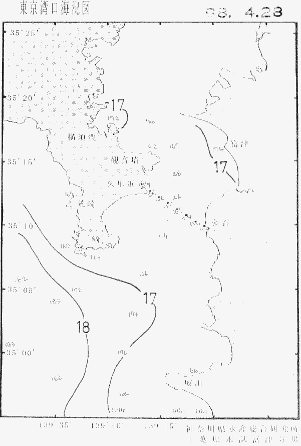 海況図, 東京湾口海況図 検索結果, (水温分布 等を図示)