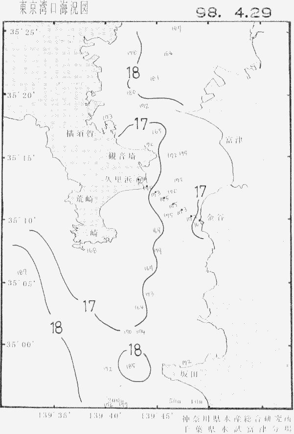 海況図, 東京湾口海況図 検索結果, (水温分布 等を図示)
