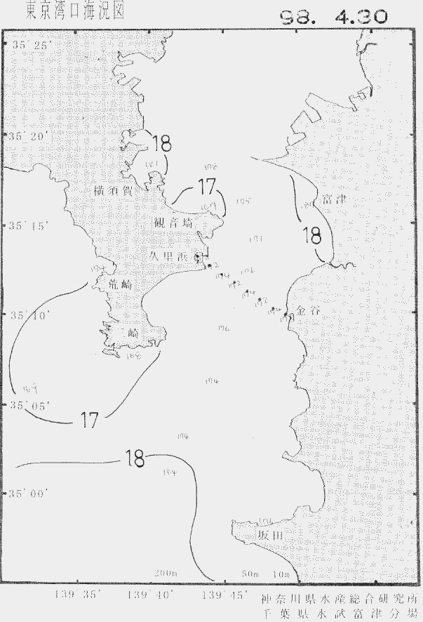 海況図, 東京湾口海況図 検索結果, (水温分布 等を図示)