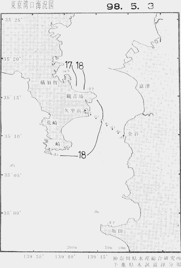 海況図, 東京湾口海況図 検索結果, (水温分布 等を図示)