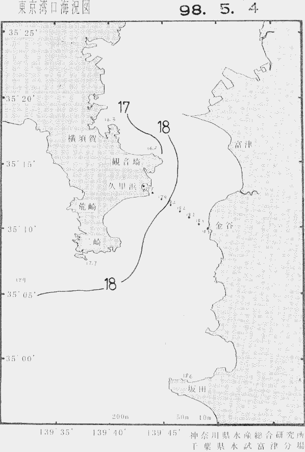海況図, 東京湾口海況図 検索結果, (水温分布 等を図示)
