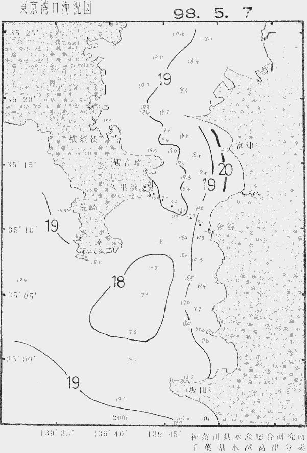 海況図, 東京湾口海況図 検索結果, (水温分布 等を図示)