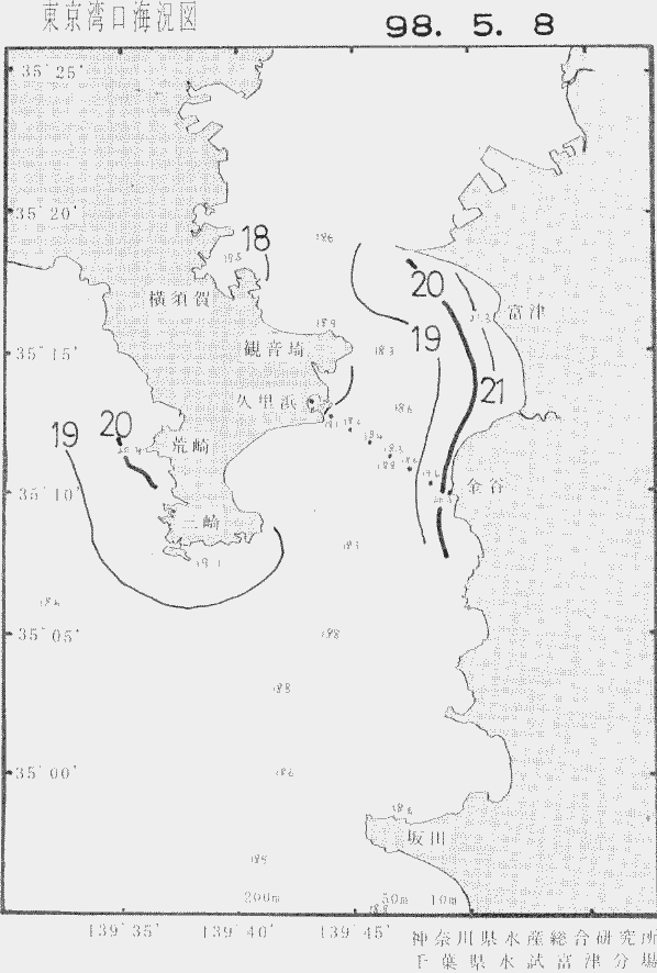 海況図, 東京湾口海況図 検索結果, (水温分布 等を図示)