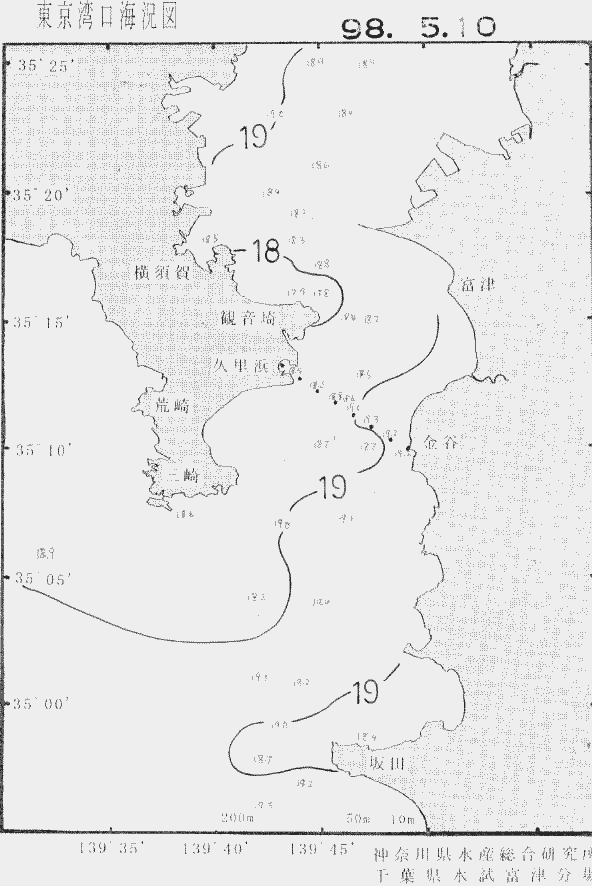 海況図, 東京湾口海況図 検索結果, (水温分布 等を図示)