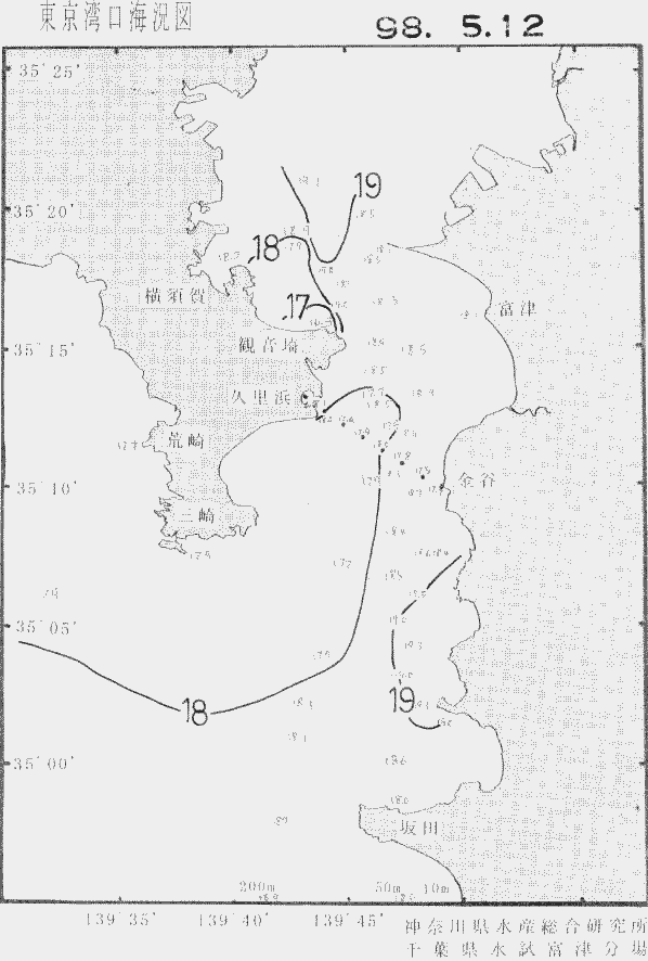 海況図, 東京湾口海況図 検索結果, (水温分布 等を図示)