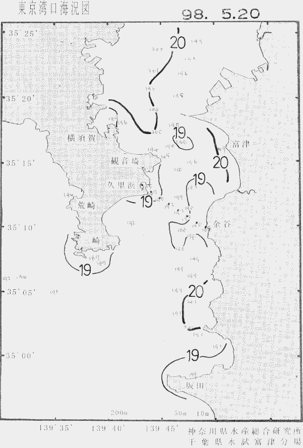 海況図, 東京湾口海況図 検索結果, (水温分布 等を図示)
