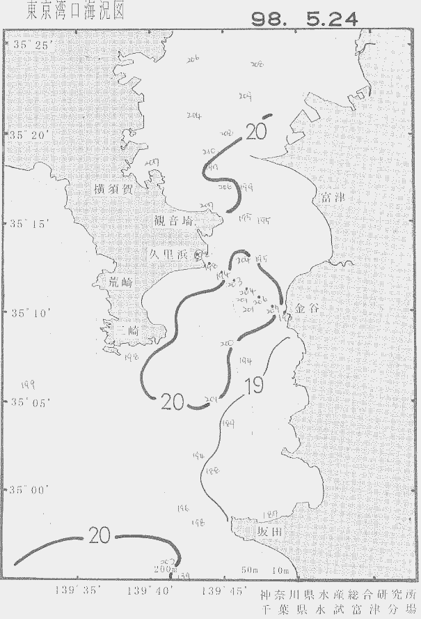 海況図, 東京湾口海況図 検索結果, (水温分布 等を図示)