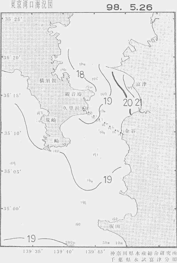 海況図, 東京湾口海況図 検索結果, (水温分布 等を図示)