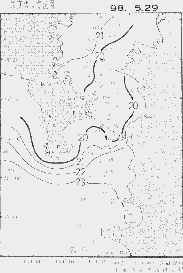 海況図, 東京湾口海況図 検索結果, (水温分布 等を図示)