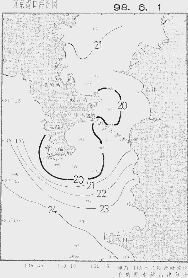 海況図, 東京湾口海況図 検索結果, (水温分布 等を図示)
