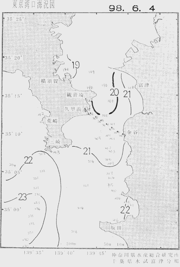 海況図, 東京湾口海況図 検索結果, (水温分布 等を図示)