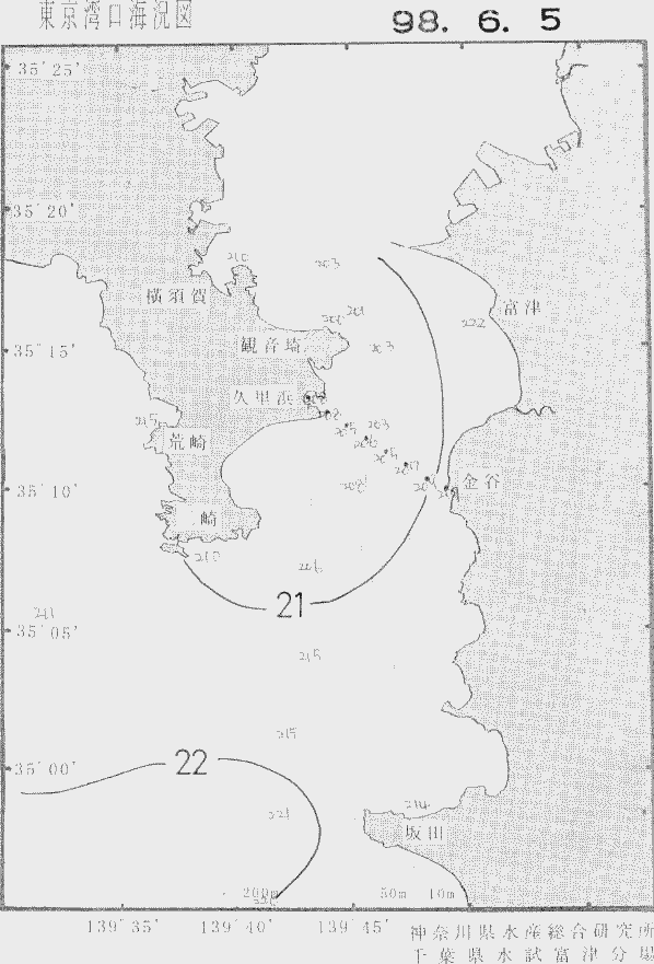 海況図, 東京湾口海況図 検索結果, (水温分布 等を図示)