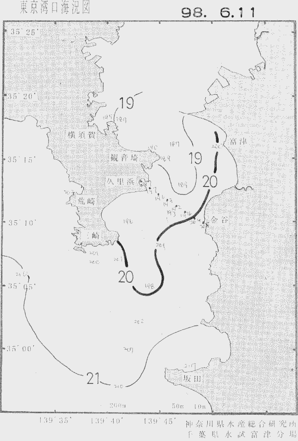 海況図, 東京湾口海況図 検索結果, (水温分布 等を図示)
