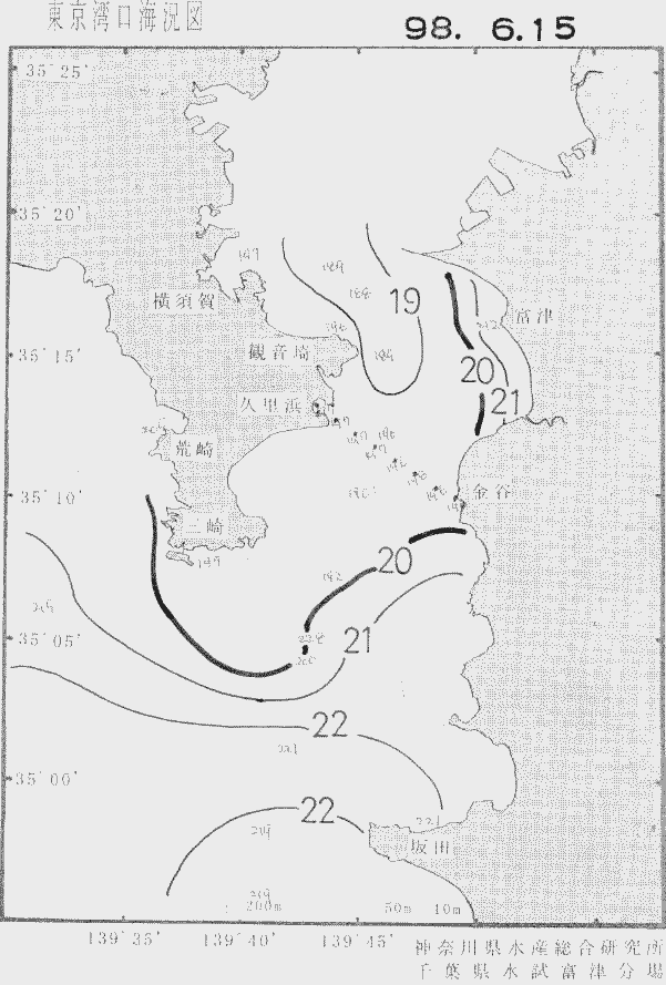 海況図, 東京湾口海況図 検索結果, (水温分布 等を図示)