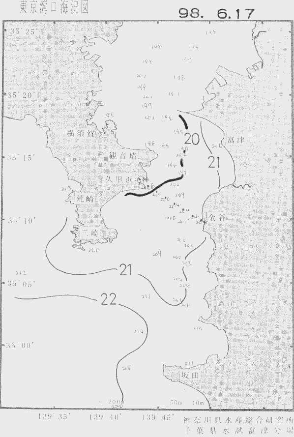 海況図, 東京湾口海況図 検索結果, (水温分布 等を図示)