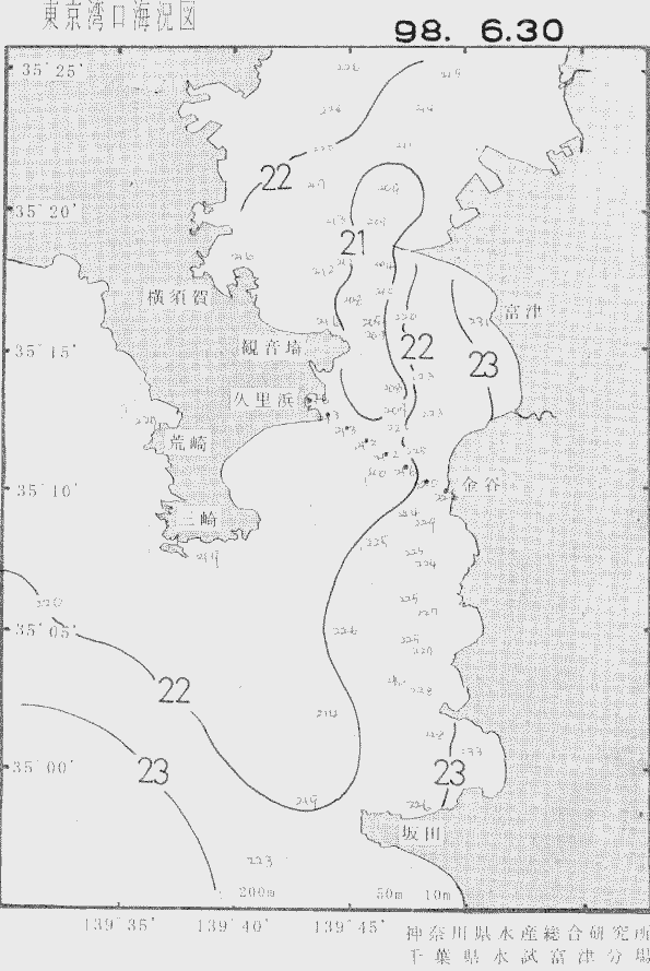 海況図, 東京湾口海況図 検索結果, (水温分布 等を図示)