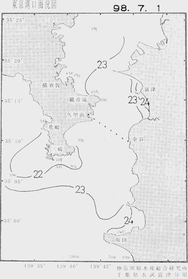 海況図, 東京湾口海況図 検索結果, (水温分布 等を図示)