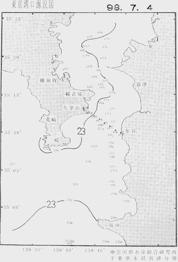 海況図, 東京湾口海況図 検索結果, (水温分布 等を図示)