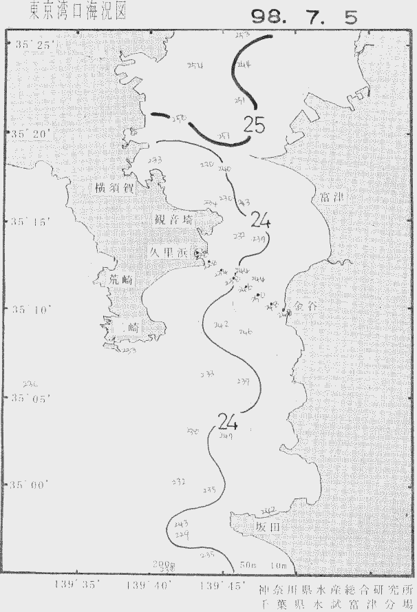 海況図, 東京湾口海況図 検索結果, (水温分布 等を図示)