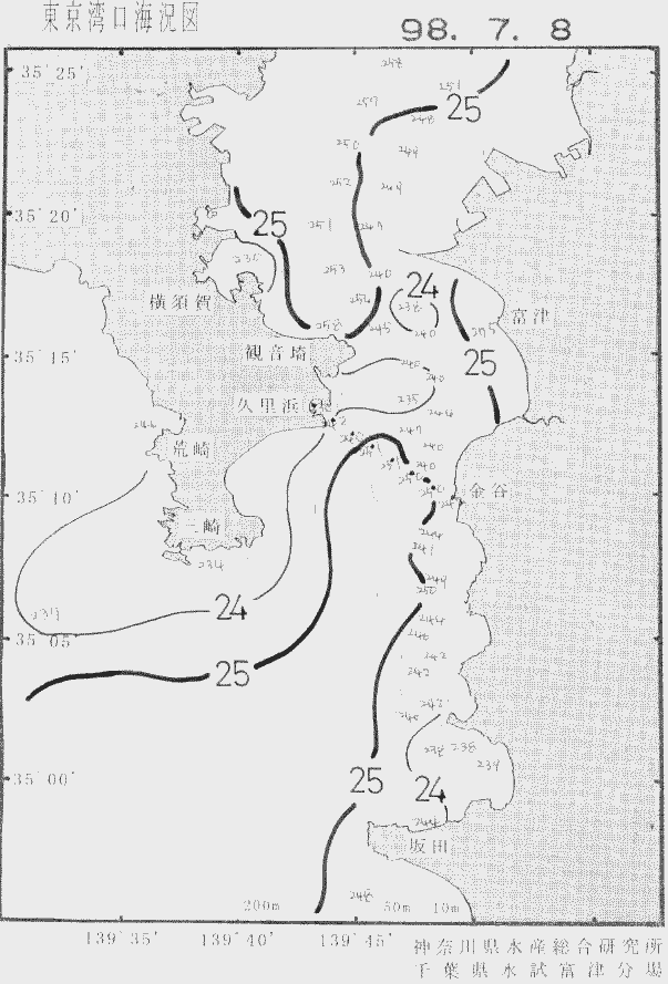 海況図, 東京湾口海況図 検索結果, (水温分布 等を図示)