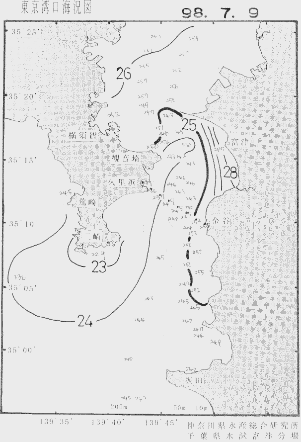 海況図, 東京湾口海況図 検索結果, (水温分布 等を図示)