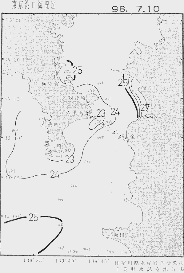 海況図, 東京湾口海況図 検索結果, (水温分布 等を図示)
