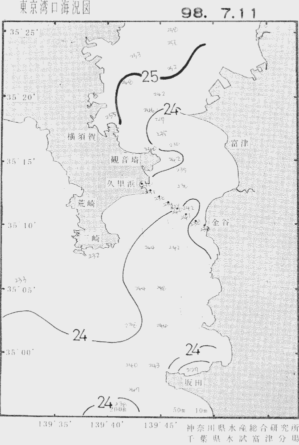海況図, 東京湾口海況図 検索結果, (水温分布 等を図示)