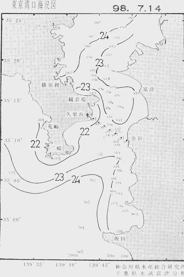 海況図, 東京湾口海況図 検索結果, (水温分布 等を図示)