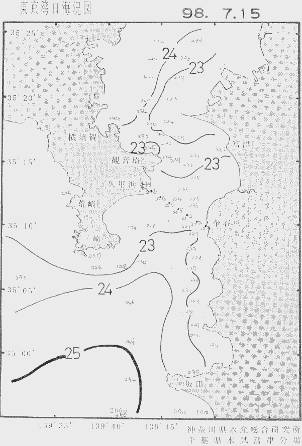 海況図, 東京湾口海況図 検索結果, (水温分布 等を図示)