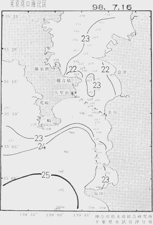 海況図, 東京湾口海況図 検索結果, (水温分布 等を図示)