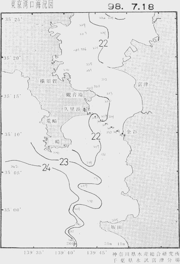 海況図, 東京湾口海況図 検索結果, (水温分布 等を図示)