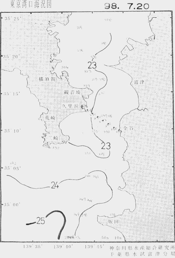 海況図, 東京湾口海況図 検索結果, (水温分布 等を図示)