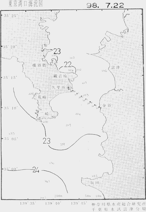 海況図, 東京湾口海況図 検索結果, (水温分布 等を図示)