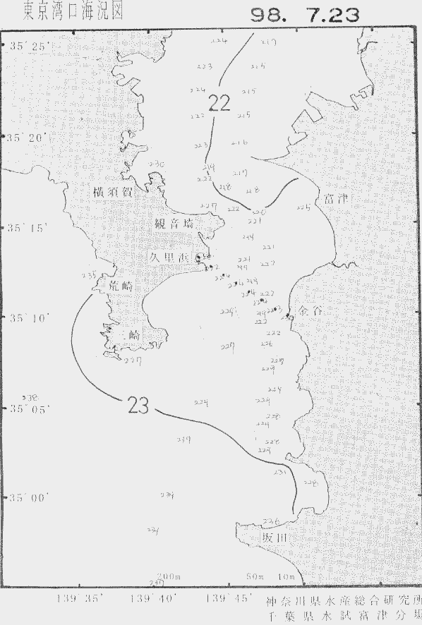 海況図, 東京湾口海況図 検索結果, (水温分布 等を図示)