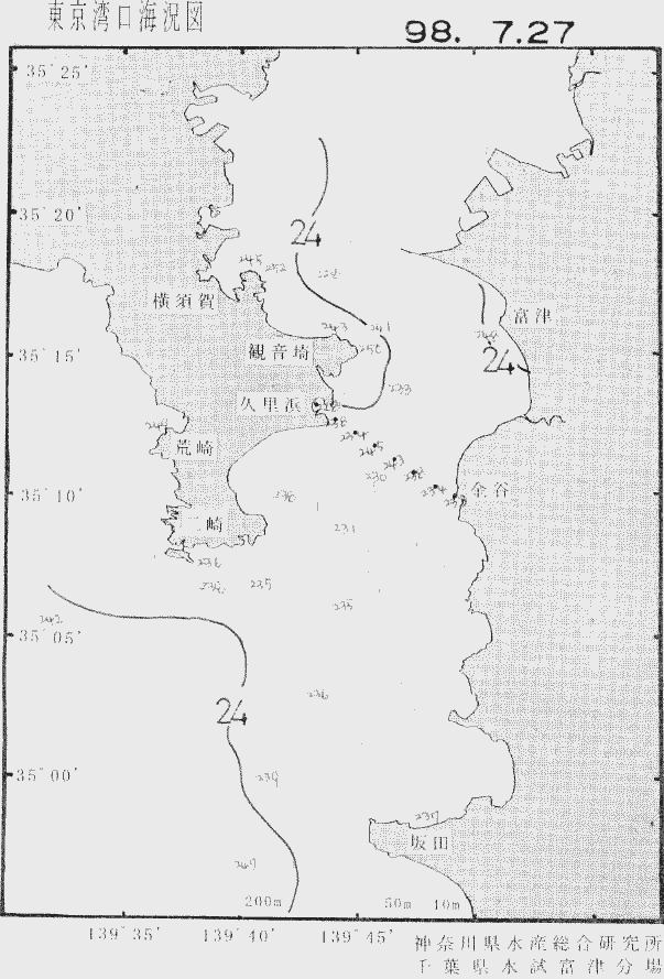 海況図, 東京湾口海況図 検索結果, (水温分布 等を図示)