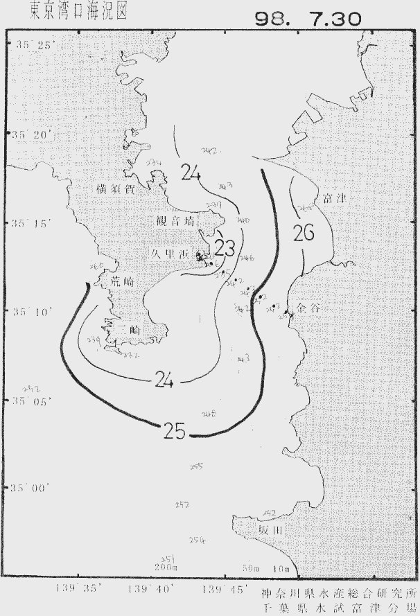 海況図, 東京湾口海況図 検索結果, (水温分布 等を図示)