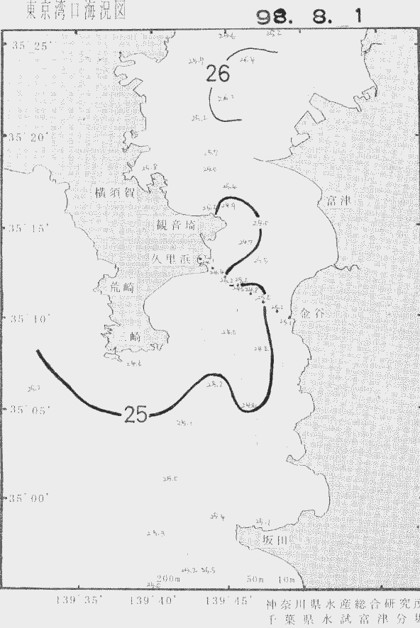 海況図, 東京湾口海況図 検索結果, (水温分布 等を図示)
