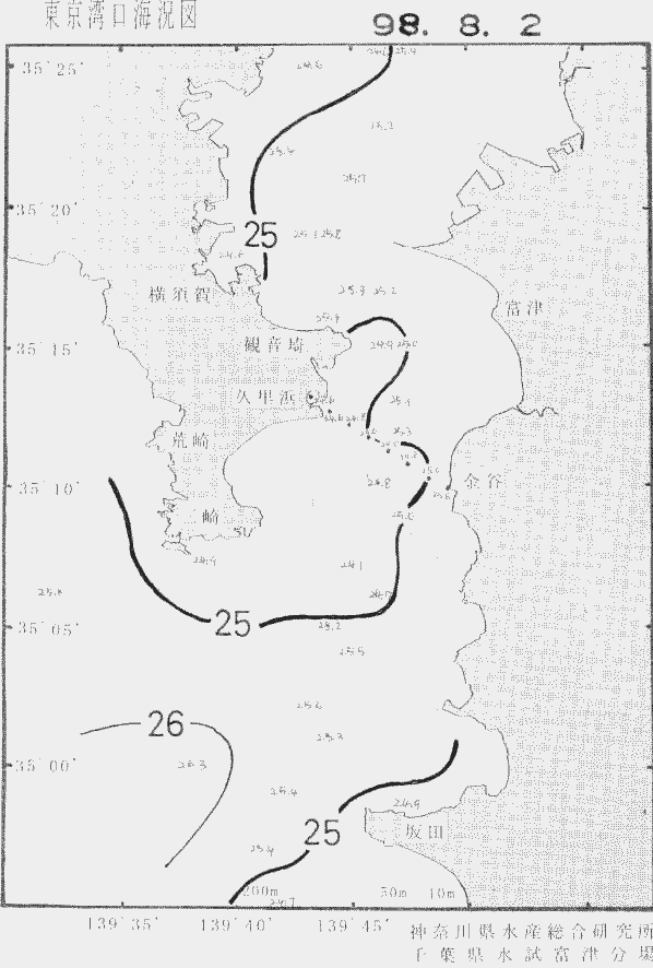 海況図, 東京湾口海況図 検索結果, (水温分布 等を図示)