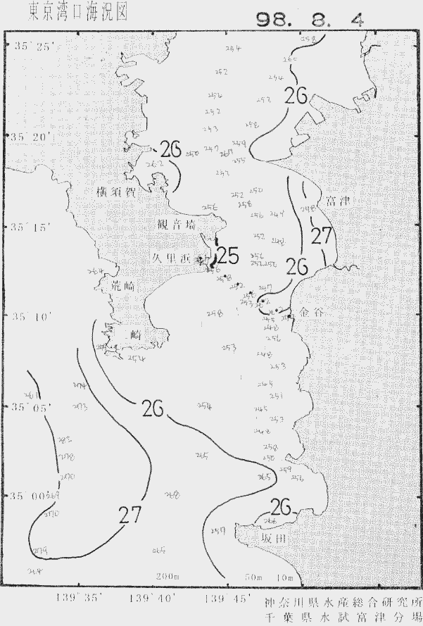 海況図, 東京湾口海況図 検索結果, (水温分布 等を図示)