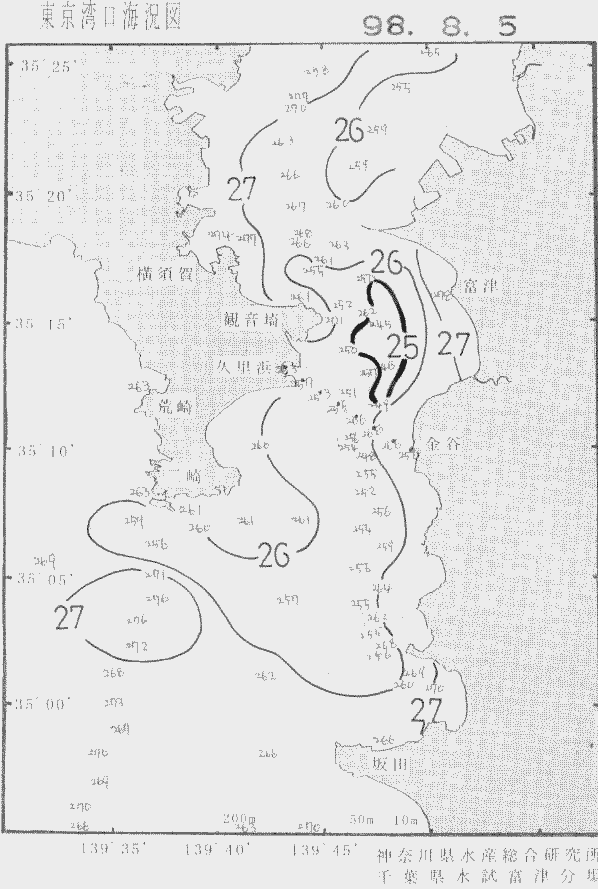 海況図, 東京湾口海況図 検索結果, (水温分布 等を図示)