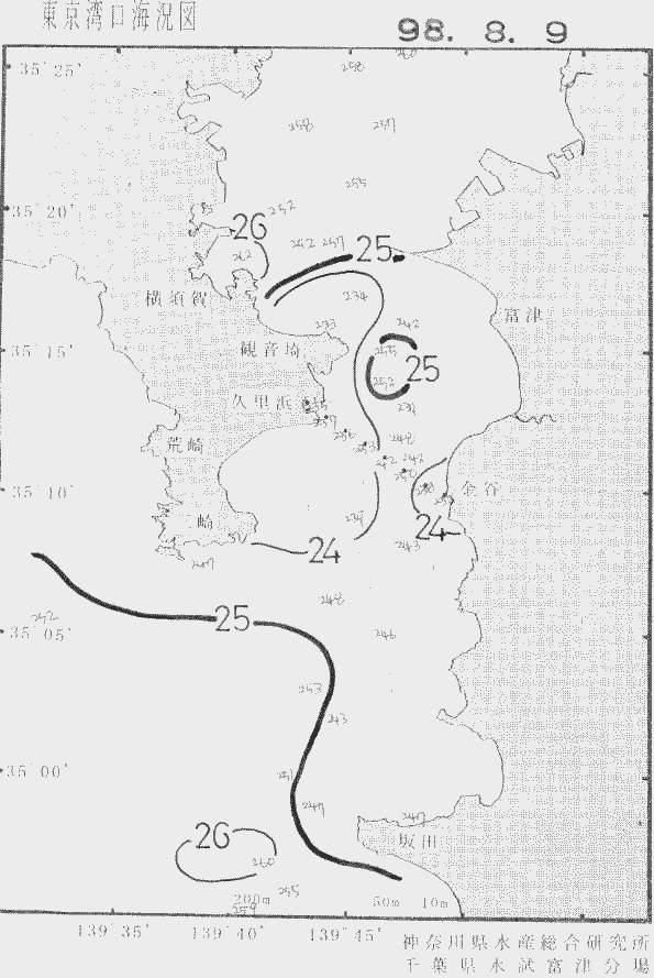 海況図, 東京湾口海況図 検索結果, (水温分布 等を図示)