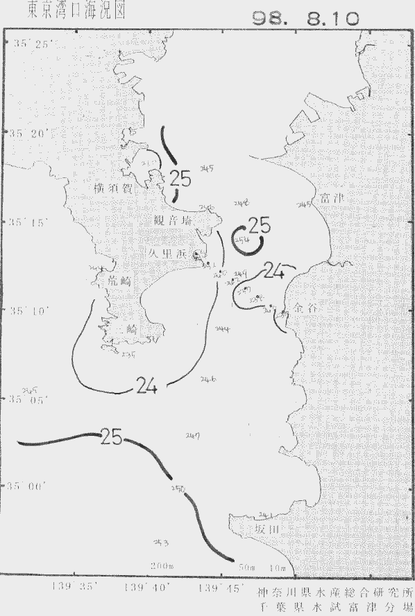 海況図, 東京湾口海況図 検索結果, (水温分布 等を図示)