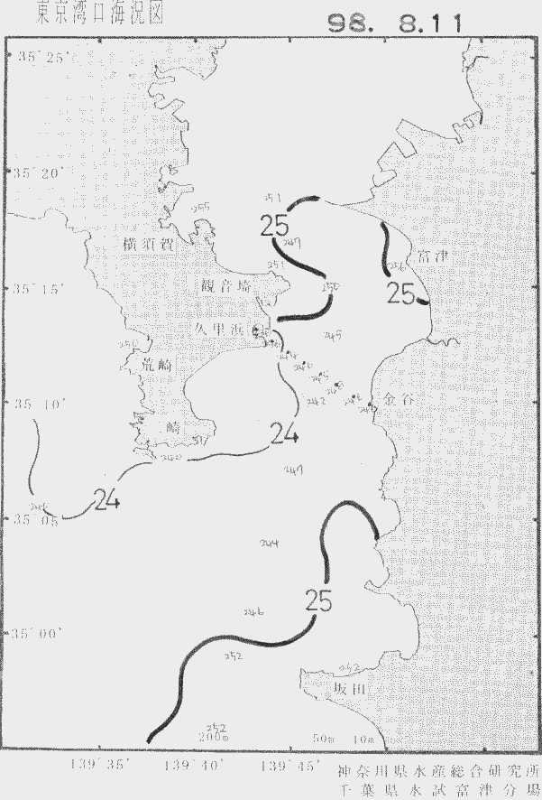 海況図, 東京湾口海況図 検索結果, (水温分布 等を図示)