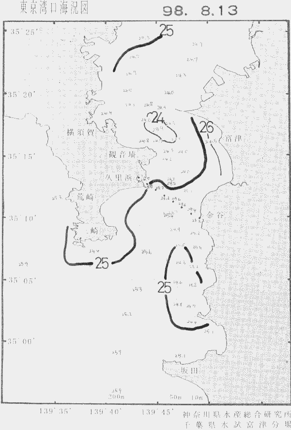 海況図, 東京湾口海況図 検索結果, (水温分布 等を図示)