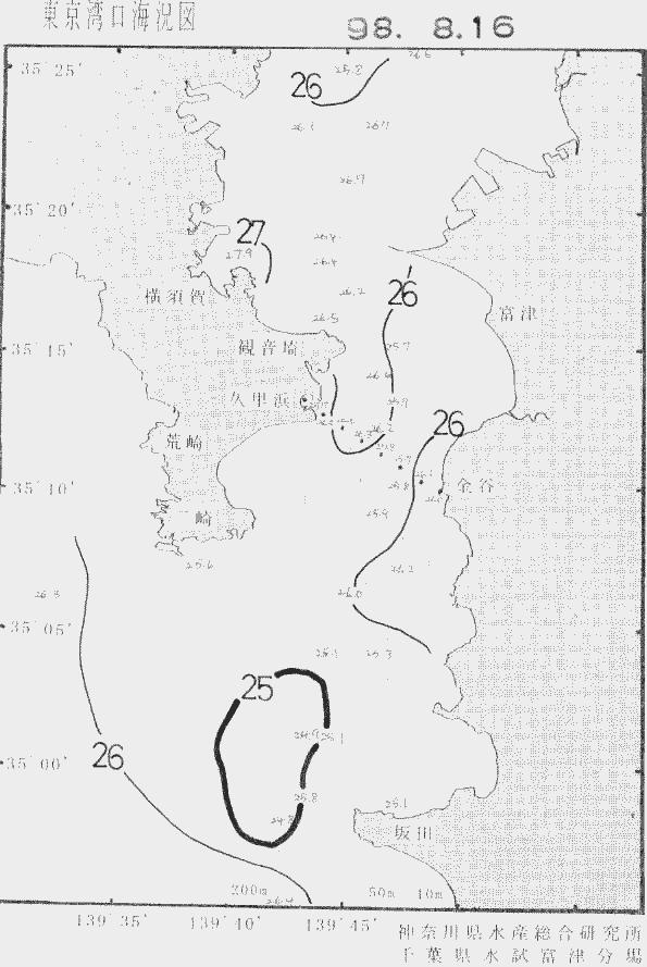 海況図, 東京湾口海況図 検索結果, (水温分布 等を図示)