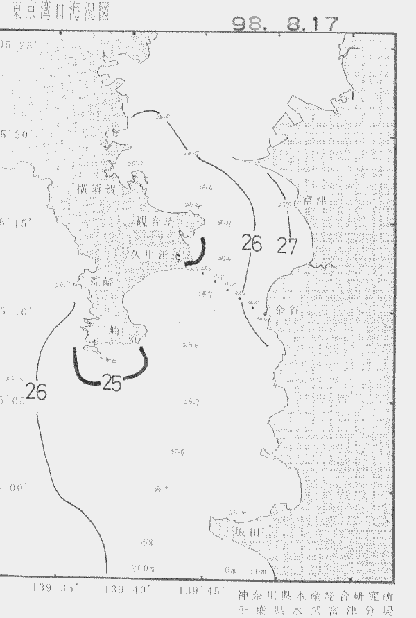 海況図, 東京湾口海況図 検索結果, (水温分布 等を図示)