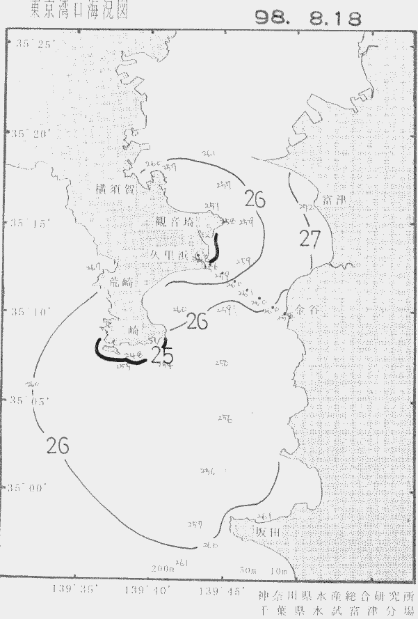 海況図, 東京湾口海況図 検索結果, (水温分布 等を図示)