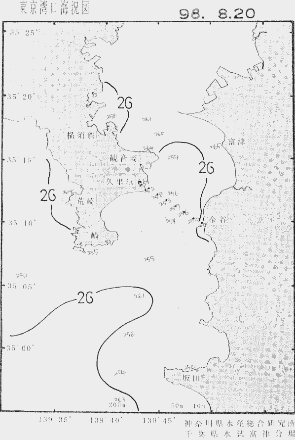 海況図, 東京湾口海況図 検索結果, (水温分布 等を図示)